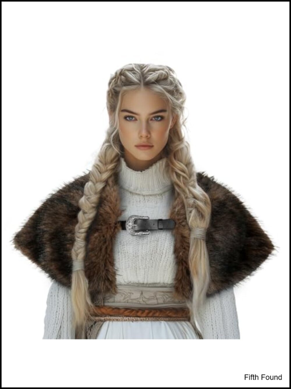 Viking Faux Fur Shawl Buckle Capelet Medieval LARP Cosplay